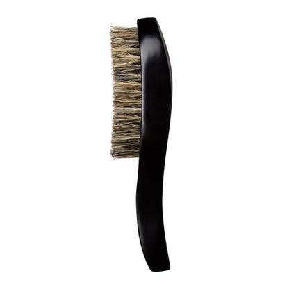 KISS COLORS & CARE 360° Power Wave Palm Brush - Medium Soft, Curved Handle, High-Density Boar Bristles for Deep Waves, Shed-Free Grip