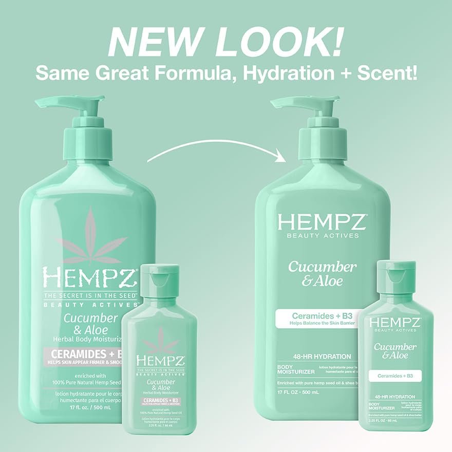 Hempz Cucumber & Aloe Limited Edition Mini Daily Moisturizing Cream - Travel Size 2.25 Fl Oz - görsel 3