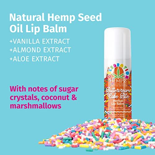 HEMPZ Natural Lip Balm - Buttercream Cake - Hydrating Lip Repair with Hemp Seed Oil, Shea Butter, Coconut & Avocado Oil - 0.5 oz Stick - görsel 4