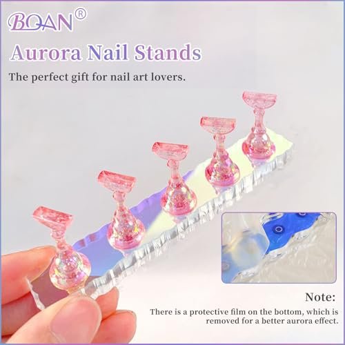 BQAN 2 Set Nail Holder for Painting Nails - Aurora Acrylic Nail Stand for Press on/Fake Nail Tips Training & Display with 96 Pcs Reusable Adhesive Putty - görsel 16