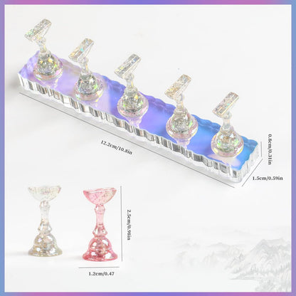 BQAN 2 Set Nail Holder for Painting Nails - Aurora Acrylic Nail Stand for Press on/Fake Nail Tips Training & Display with 96 Pcs Reusable Adhesive Putty