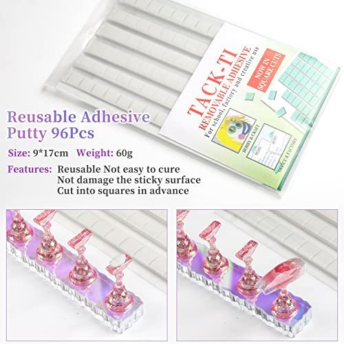 BQAN 2 Set Nail Holder for Painting Nails - Aurora Acrylic Nail Stand for Press on/Fake Nail Tips Training & Display with 96 Pcs Reusable Adhesive Putty - görsel 8