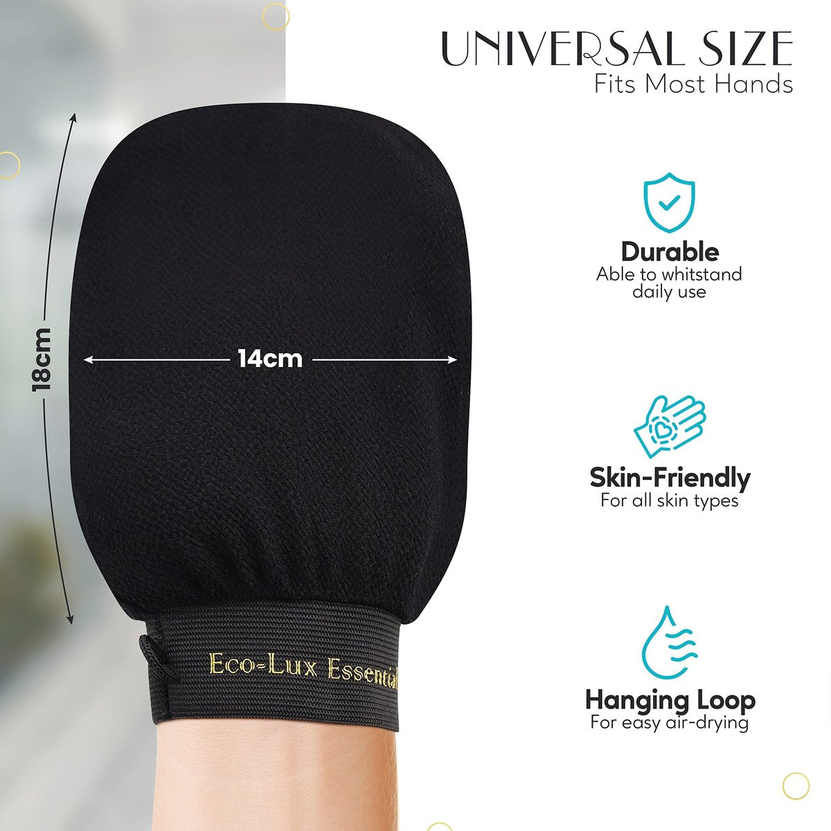 Eco Lux Exfoliating Mitt – Premium Viscose Kessa Mitt for Deep Exfoliation, Dead Skin Removal & Fake Tan Remover, Heavy-Duty Reusable Body Scrub Glove for Bath & Shower - görsel 7