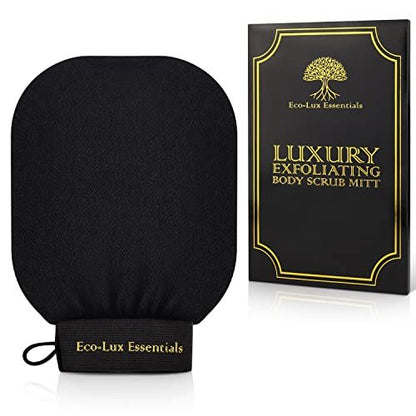 Eco Lux Exfoliating Mitt – Premium Viscose Kessa Mitt for Deep Exfoliation, Dead Skin Removal & Fake Tan Remover, Heavy-Duty Reusable Body Scrub Glove for Bath & Shower