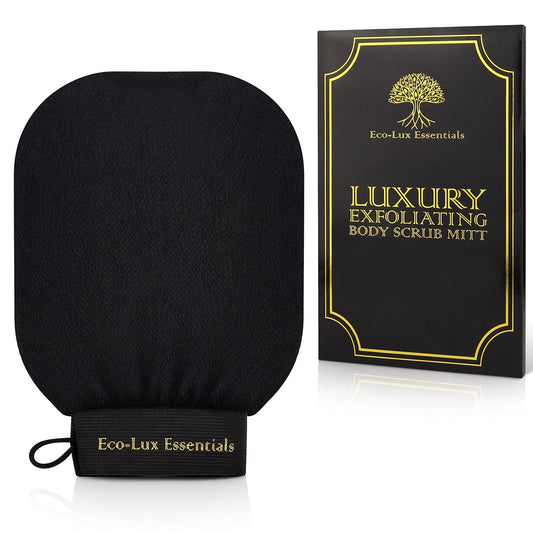 Eco Lux Exfoliating Mitt – Premium Viscose Kessa Mitt for Deep Exfoliation, Dead Skin Removal & Fake Tan Remover, Heavy-Duty Reusable Body Scrub Glove for Bath & Shower