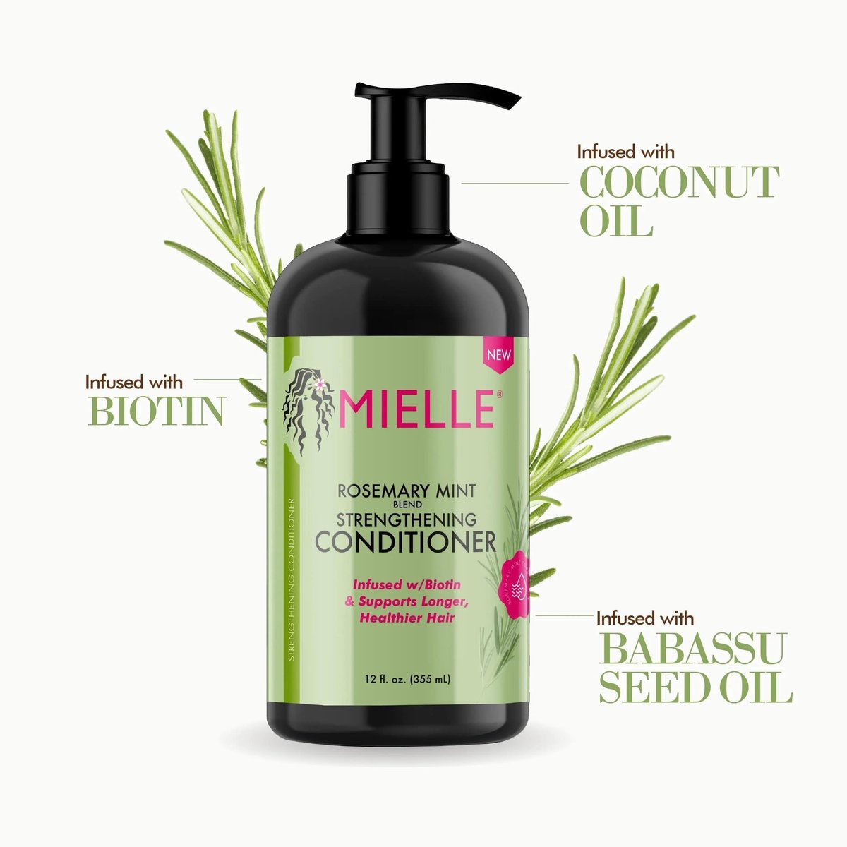 Mielle Rosemary Mint Biotin Infused Shampoo & Conditioner Set for Longer, Stronger Hair - 12 Fl Oz Each Avelisse