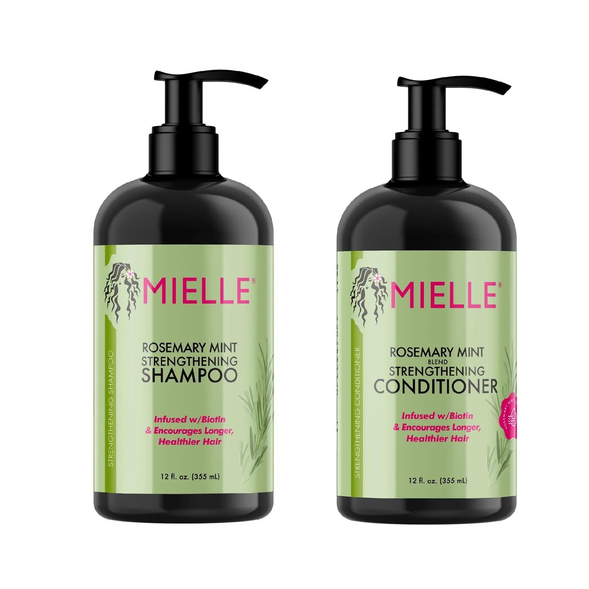 Mielle Rosemary Mint Biotin Infused Shampoo & Conditioner Set for Longer, Stronger Hair - 12 Fl Oz Each Avelisse