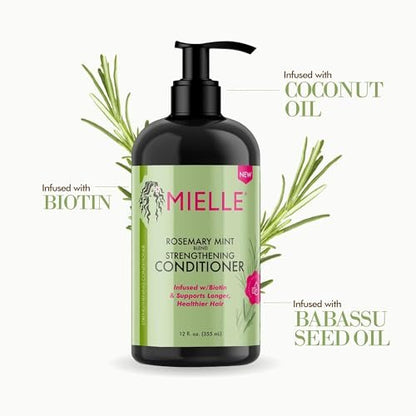 Mielle Rosemary Mint Biotin Infused Shampoo & Conditioner Set for Longer, Stronger Hair - 12 Fl Oz Each Avelisse