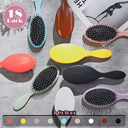 Eaasty 18-Pack Hair Brush Bulk Travel Wet Detangling Brush - Soft Bristles for Easy Detangling, Multicolored Wedding Bridesmaid Gift Avelisse