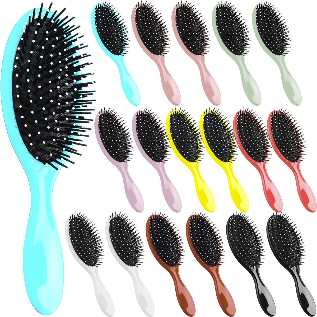 Eaasty 18-Pack Hair Brush Bulk Travel Wet Detangling Brush - Soft Bristles for Easy Detangling, Multicolored Wedding Bridesmaid Gift Avelisse