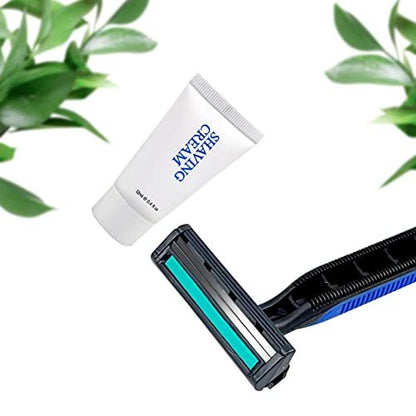 Bulk Disposable Razors with Shaving Cream – 102 Pack Twin Blade Razors Individually Wrapped for Hotel, Airbnb, Shelter, Camping & Travel Avelisse