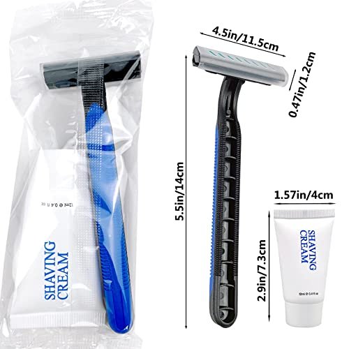 Bulk Disposable Razors with Shaving Cream – 102 Pack Twin Blade Razors Individually Wrapped for Hotel, Airbnb, Shelter, Camping & Travel Avelisse