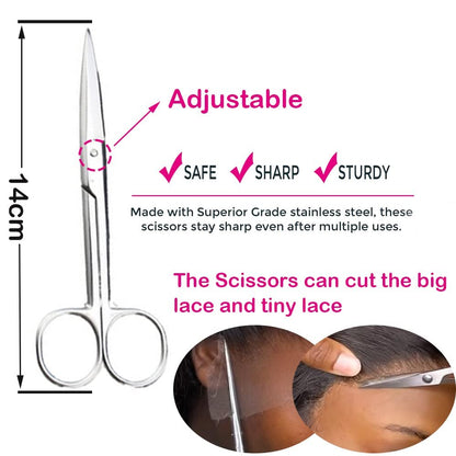 Miaubaa Wig Kit for Lace Front Wigs for Beginners - 7 Piece Lace Melting Set with Elastic Band, Edge Scarf, Wig Caps, Eyebrow Razors, Tweezers, Edge Brush, Grip Headband, Mini Scissors
