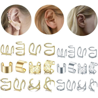 24 Pcs Gold Silver Hair Braids Dreadlock Non-Piercing Ear Clip Beard Beads Cuffs Clip Hair Styling Jewelry Tools for Men Women