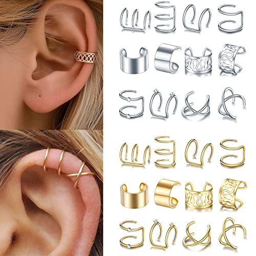 24 Pcs Gold Silver Hair Braids Dreadlock Non-Piercing Ear Clip Beard Beads Cuffs Clip Hair Styling Jewelry Tools for Men Women - görsel 6