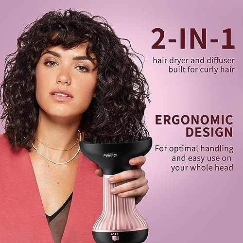 WUFAYHD Diffuser Hair Dryer for Curly Hair – Ceramic Technology, Lightweight, Pink Avelisse