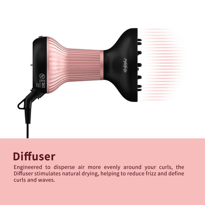 WUFAYHD Diffuser Hair Dryer for Curly Hair – Ceramic Technology, Lightweight, Pink Avelisse