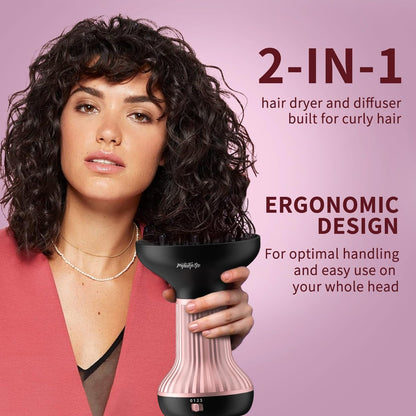WUFAYHD Diffuser Hair Dryer for Curly Hair – Ceramic Technology, Lightweight, Pink Avelisse