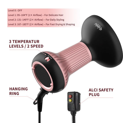 WUFAYHD Diffuser Hair Dryer for Curly Hair – Ceramic Technology, Lightweight, Pink Avelisse