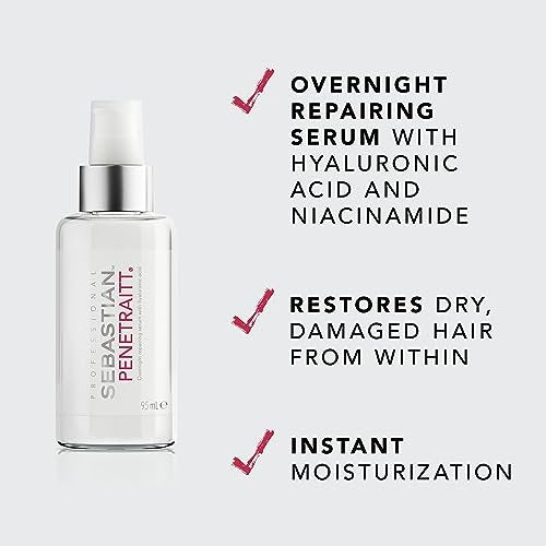 Sebastian Professional Penetraitt Overnight Repair Serum | Leave-In Treatment with Hyaluronic Acid & Niacinamide for Dry, Damaged Hair | 3.2 fl oz Avelisse