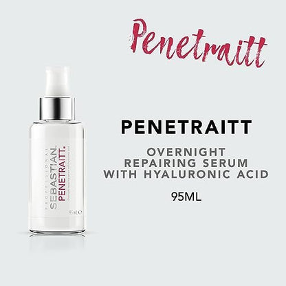 Sebastian Professional Penetraitt Overnight Repair Serum | Leave-In Treatment with Hyaluronic Acid & Niacinamide for Dry, Damaged Hair | 3.2 fl oz Avelisse
