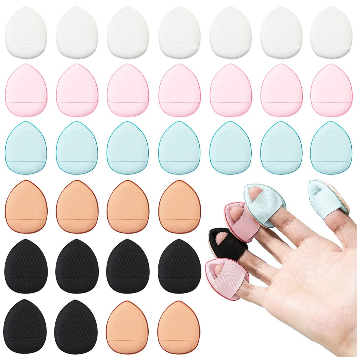 40 PCS Mini Makeup Puff - Triangle Finger Sponges for Foundation, Powder & Body - Soft Synthetic Cosmetic Sponges for Flawless Application - görsel 1
