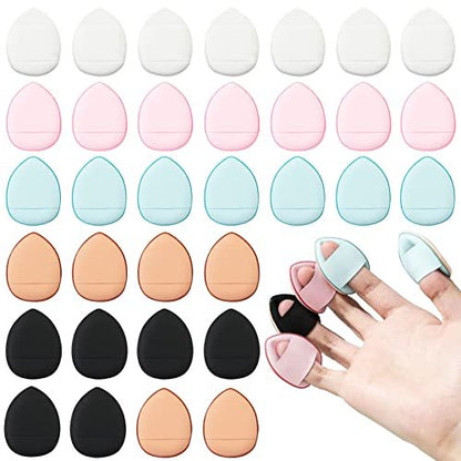 40 PCS Mini Makeup Puff - Triangle Finger Sponges for Foundation, Powder & Body - Soft Synthetic Cosmetic Sponges for Flawless Application