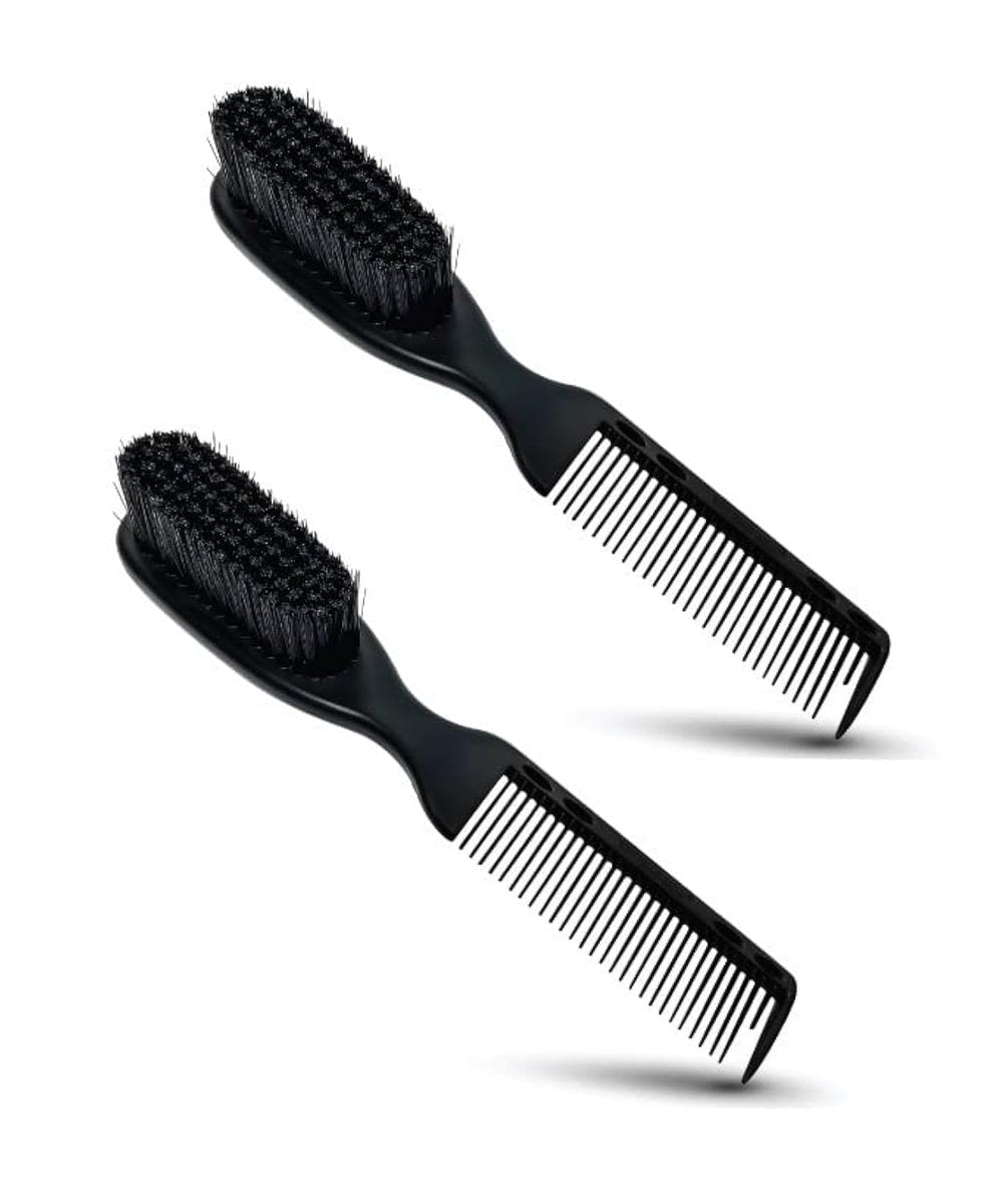 TRU BARBER PRO Fading Brush 2-Pack - Barber Fade Brush & Cleaning Brush for Clippers, Beard Brush & Stylist Comb Hair Styling Tool - görsel 1
