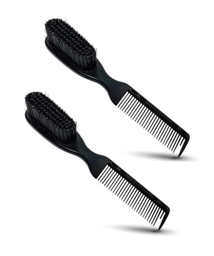 TRU BARBER PRO Fading Brush 2-Pack - Barber Fade Brush & Cleaning Brush for Clippers, Beard Brush & Stylist Comb Hair Styling Tool