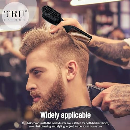 TRU BARBER PRO Fading Brush 2-Pack - Barber Fade Brush & Cleaning Brush for Clippers, Beard Brush & Stylist Comb Hair Styling Tool