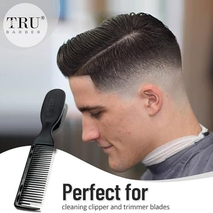 TRU BARBER PRO Fading Brush 2-Pack - Barber Fade Brush & Cleaning Brush for Clippers, Beard Brush & Stylist Comb Hair Styling Tool