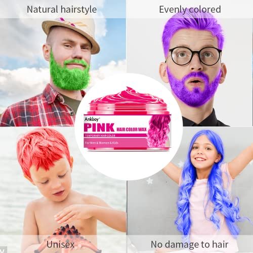 6 Colors Temporary Hair Color for Kids - Non-Staining Hair Wax Dye - Halloween Gifts for Teens, Girls, Boys (Green, Orange, Pink, Purple, Red, Blue) - 17 oz Avelisse
