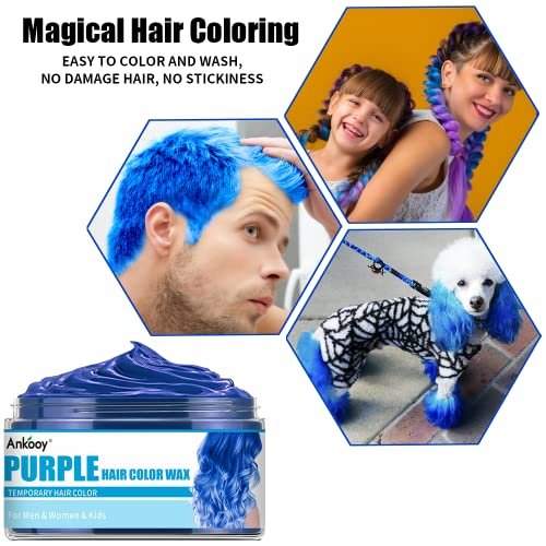 6 Colors Temporary Hair Color for Kids - Non-Staining Hair Wax Dye - Halloween Gifts for Teens, Girls, Boys (Green, Orange, Pink, Purple, Red, Blue) - 17 oz Avelisse