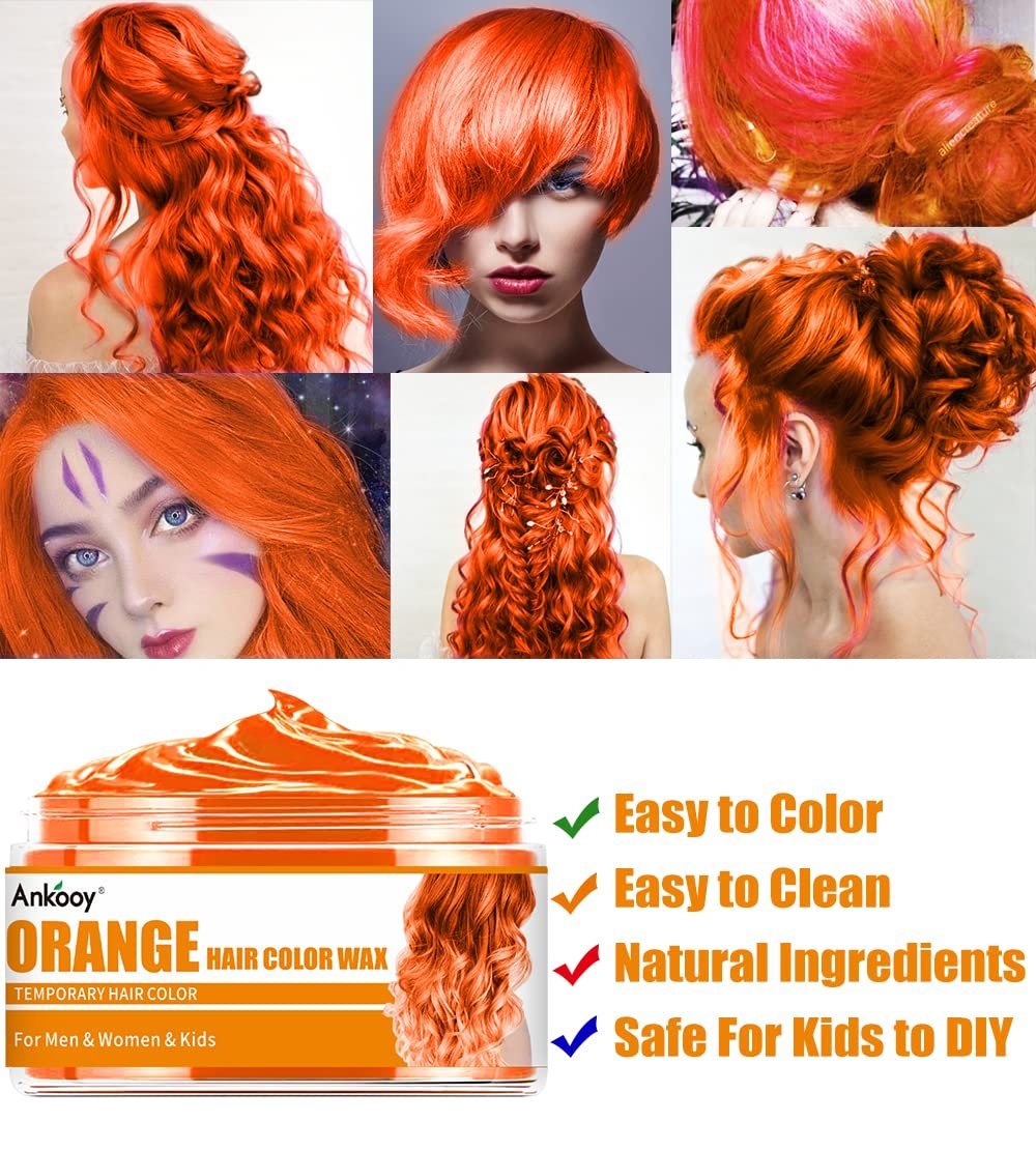 6 Colors Temporary Hair Color for Kids - Non-Staining Hair Wax Dye - Halloween Gifts for Teens, Girls, Boys (Green, Orange, Pink, Purple, Red, Blue) - 17 oz Avelisse