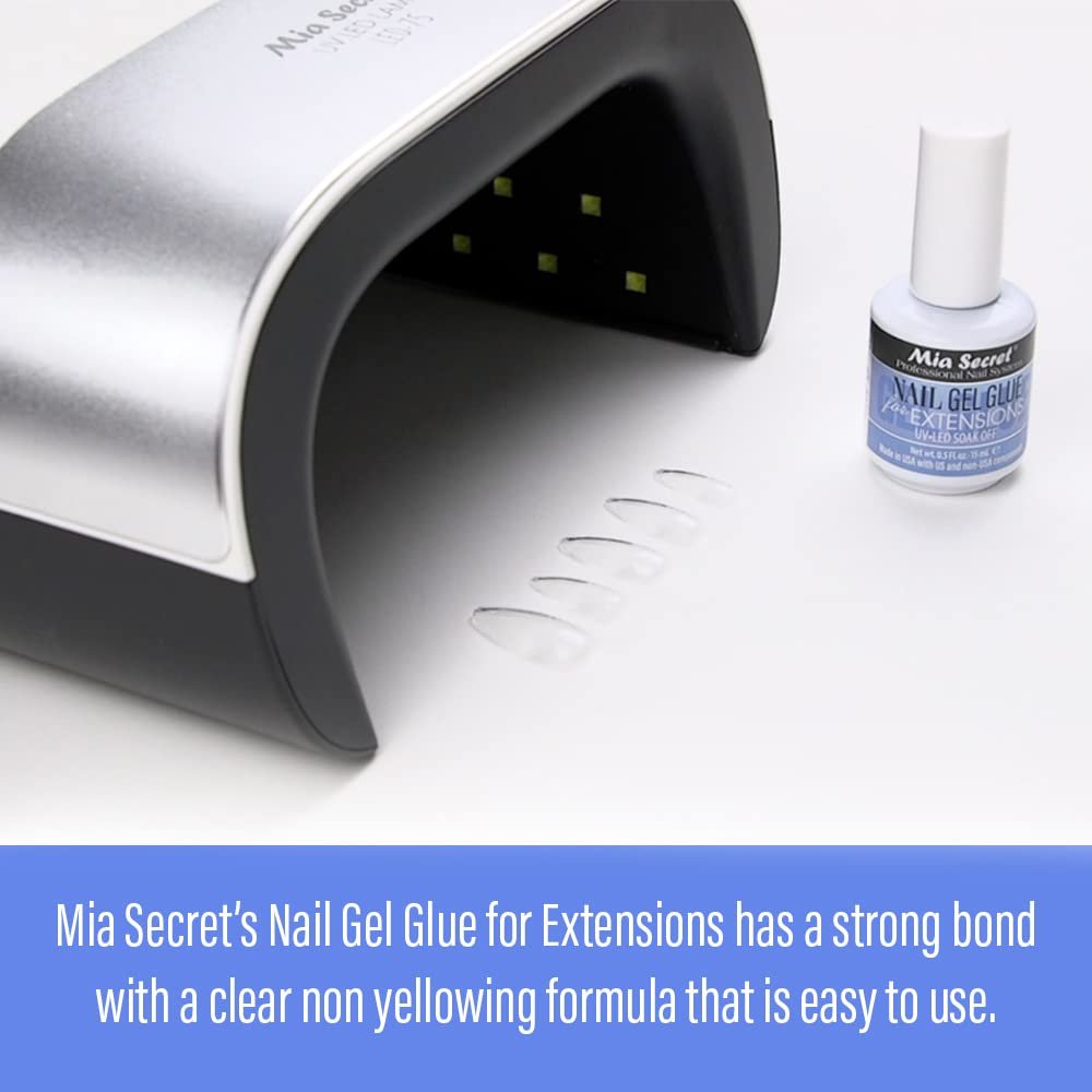 Mia Secret 0.5 oz Nail Gel Glue for Extensions – UV LED Soak Off Clear Avelisse