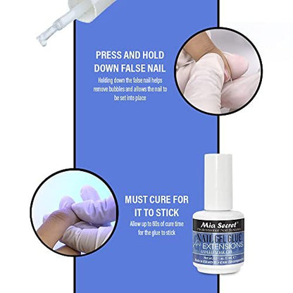Mia Secret 0.5 oz Nail Gel Glue for Extensions – UV LED Soak Off Clear Avelisse