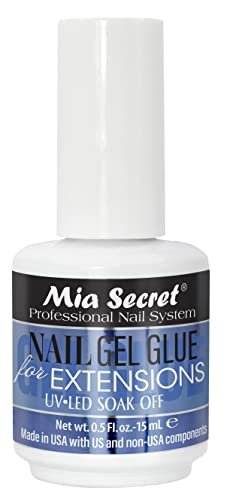 Mia Secret 0.5 oz Nail Gel Glue for Extensions – UV LED Soak Off Clear Avelisse