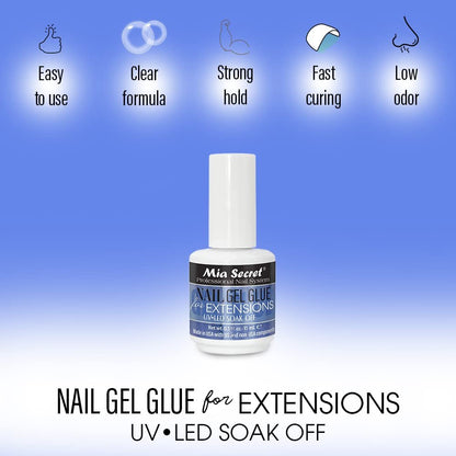 Mia Secret 0.5 oz Nail Gel Glue for Extensions – UV LED Soak Off Clear Avelisse