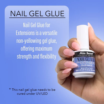 Mia Secret 0.5 oz Nail Gel Glue for Extensions – UV LED Soak Off Clear Avelisse