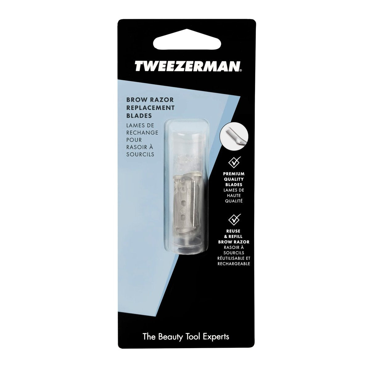 Tweezerman Eyebrow Razor Replacement Blades – Pack of 4, Stainless Steel Avelisse