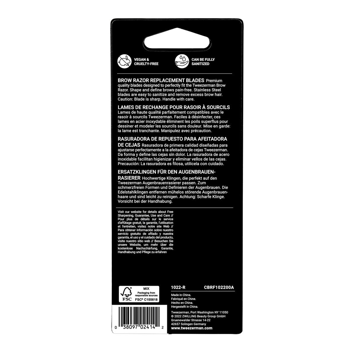 Tweezerman Eyebrow Razor Replacement Blades – Pack of 4, Stainless Steel Avelisse