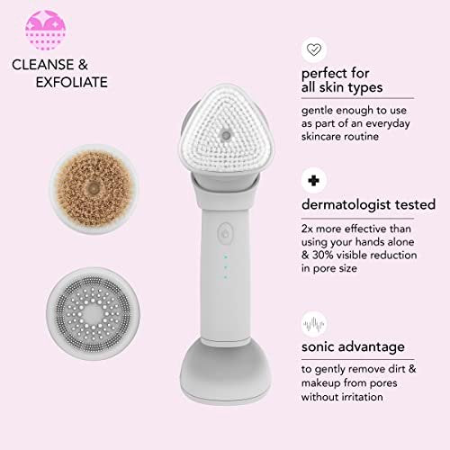 skn by Conair Daily Glow Facial Cleansing Brush – All-in-One Silicone Brush with 3 Interchangeable Attachments for Cleansing, Exfoliation & Rejuvenation - görsel 4