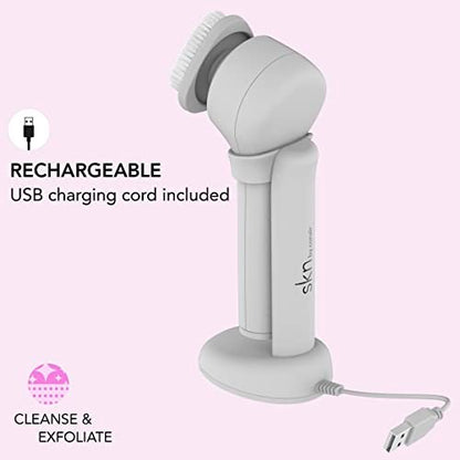 skn by Conair Daily Glow Facial Cleansing Brush – All-in-One Silicone Brush with 3 Interchangeable Attachments for Cleansing, Exfoliation & Rejuvenation