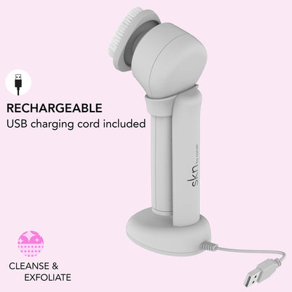 skn by Conair Daily Glow Facial Cleansing Brush – All-in-One Silicone Brush with 3 Interchangeable Attachments for Cleansing, Exfoliation & Rejuvenation