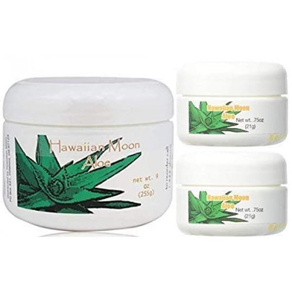 Hawaiian Moon Aloe 9 oz Skin Care Jar + Two 0.75 oz Travel Jars – Soothing Moisturizer for Face & Body Avelisse