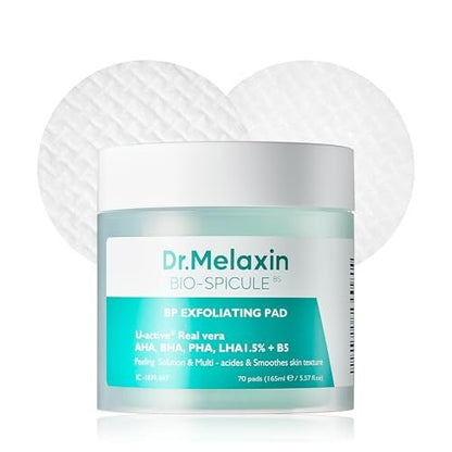 Dr.Melaxin BP Pore Exfoliating Pad – 70 Pads, 165ml – Minimize Pores, Remove Dead Skin & Blackheads, Prevent Breakouts, Improve Texture – Korean Skincare