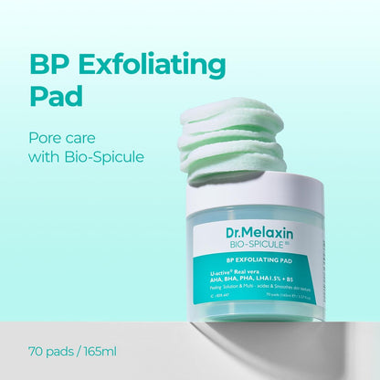 Dr.Melaxin BP Pore Exfoliating Pad – 70 Pads, 165ml – Minimize Pores, Remove Dead Skin & Blackheads, Prevent Breakouts, Improve Texture – Korean Skincare