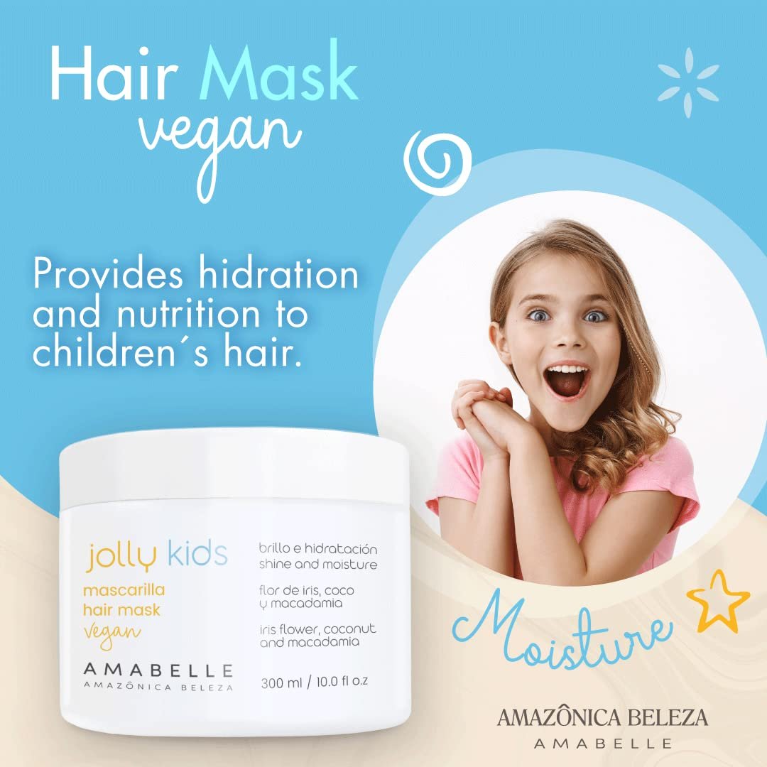 AMABELLE Jolly Kids Hair Mask - Vegan, Moisturizing & Nourishing for All Hair Types - Promotes Healthy Growth - 10 oz Avelisse