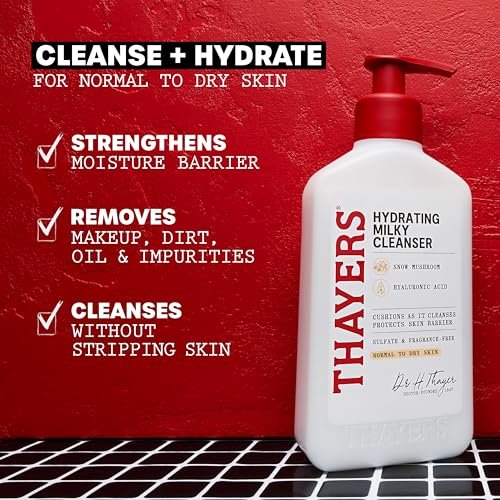 Thayers Milky Hydrating Face Cleanser with Snow Mushroom and Hyaluronic Acid – Gentle Facial Wash for Dry and Sensitive Skin, 8 Fl Oz Avelisse