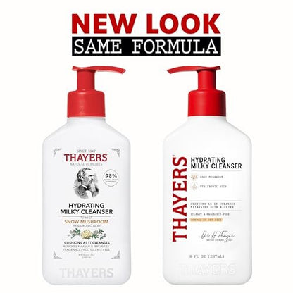Thayers Milky Hydrating Face Cleanser with Snow Mushroom and Hyaluronic Acid – Gentle Facial Wash for Dry and Sensitive Skin, 8 Fl Oz Avelisse